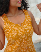 Pure Cotton Worli Art Midi Dress with Pockets - Orchid Bliss