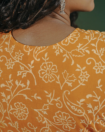 Pure Cotton Worli Art Midi Dress with Sleeves(Short sleeves) - Orchid Bliss