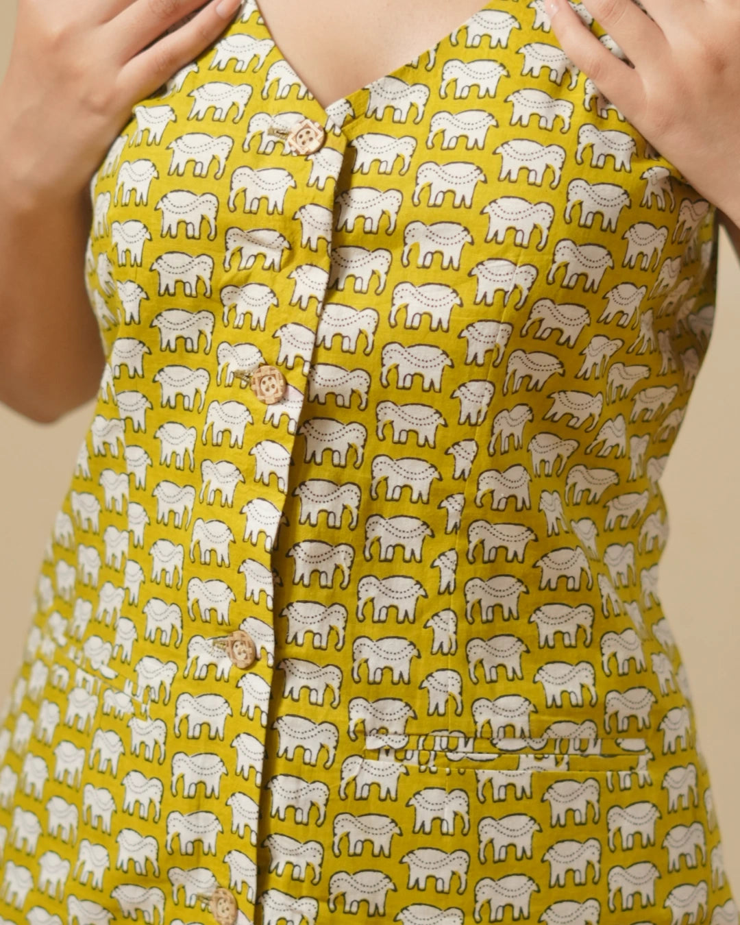 Pure Cotton Block Print - Rustic Mustard