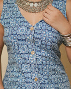 Pure Cotton Geometric Print - Cobalt Indigo