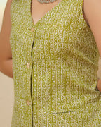 Pure CottonScroll Print - Moss Sage