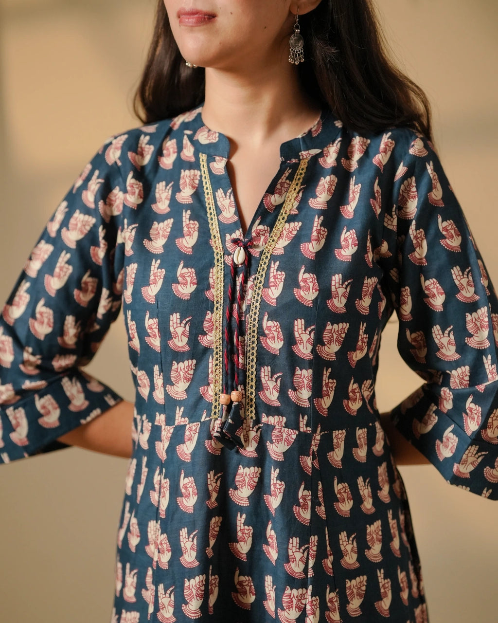 Pure Cotton Block Print Kurti – Midnight Echo