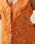 Pure Cotton Block print - Sunset Orange