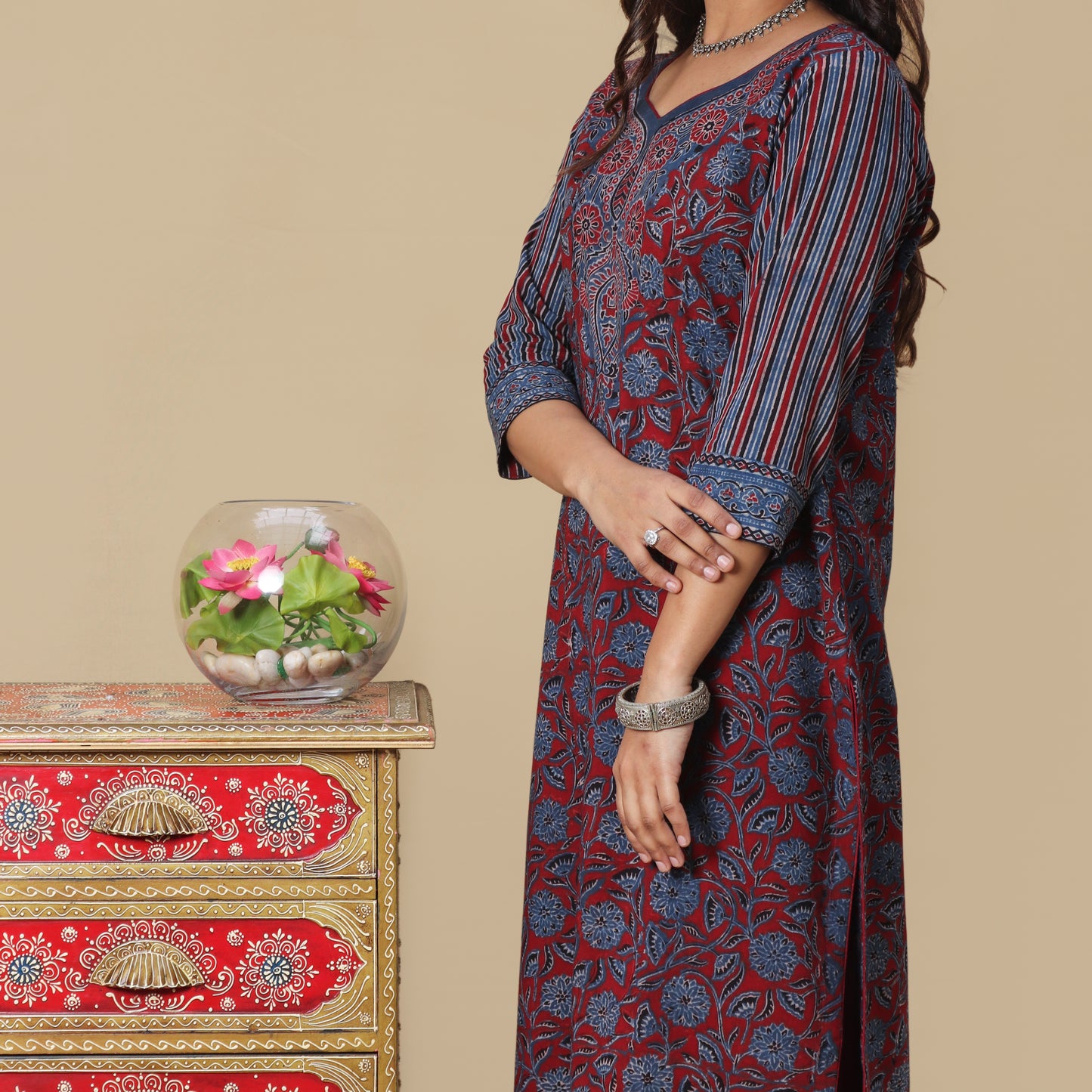 Hues of Sky Ajrakh Hand Block Kurta