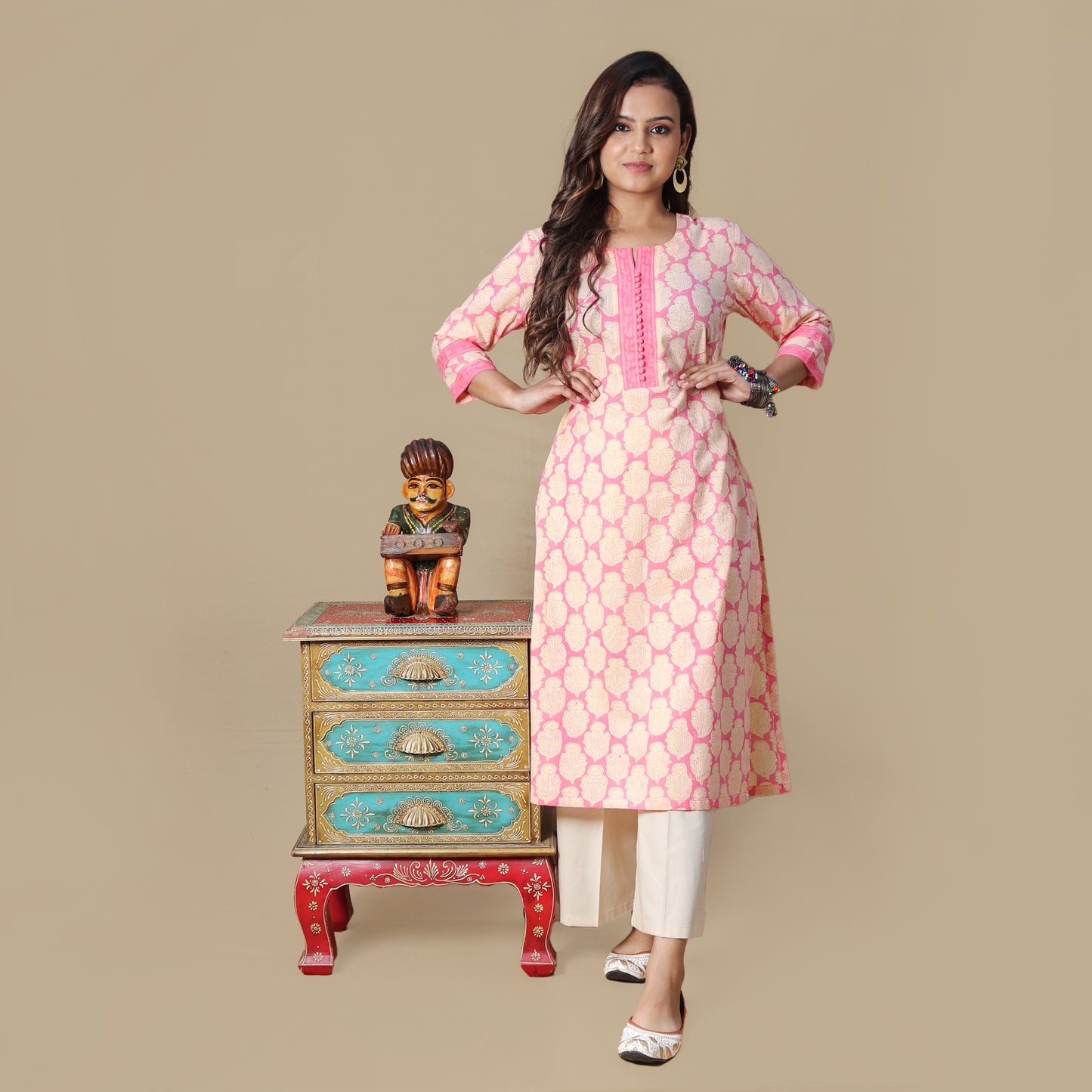 Blush Dabu Hand Block Kurta