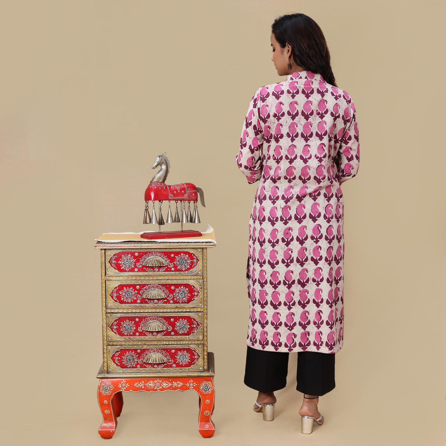 Rosè Paisley Dabu Hand Block Kurta