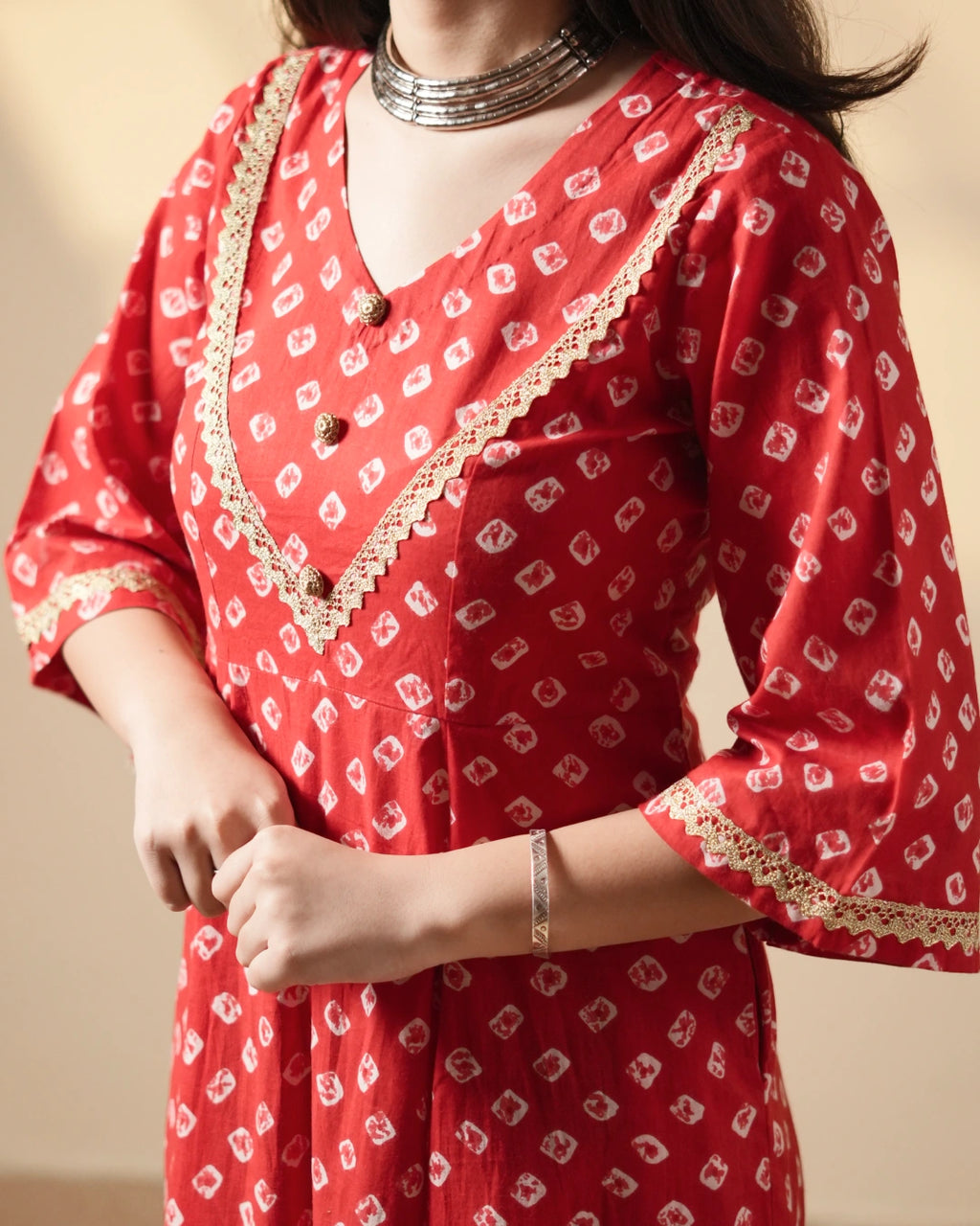 Pure Cotton Bandhani Kurti – Scarlet Breeze
