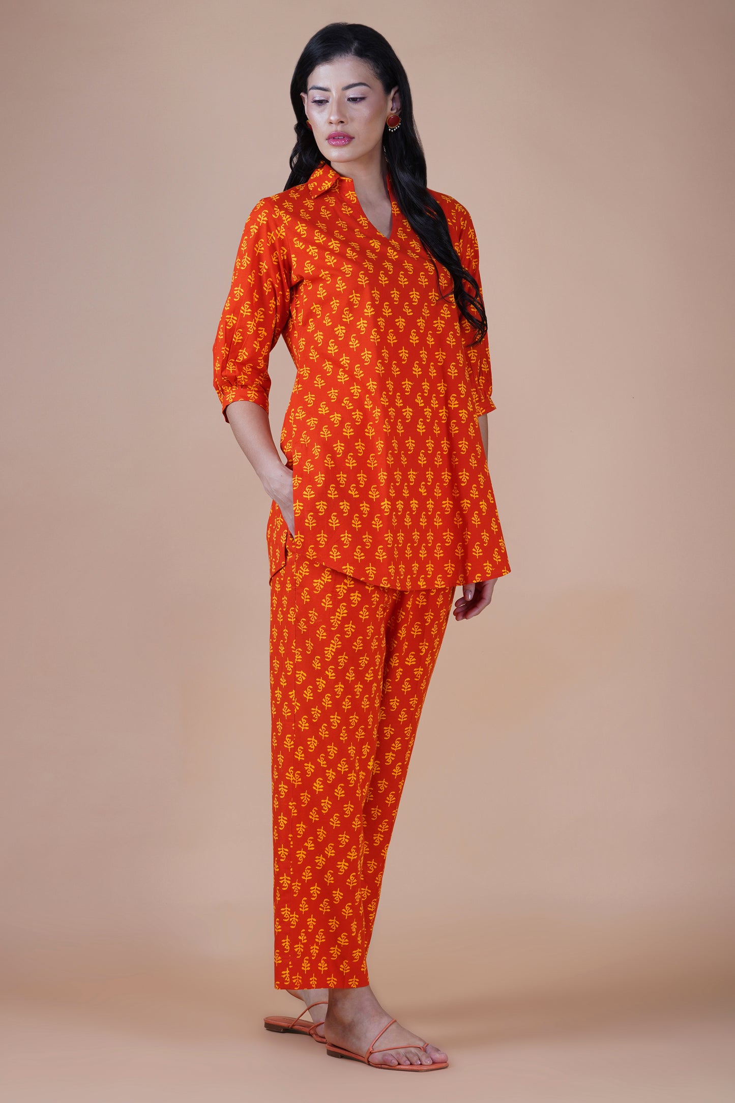 Tangerine Cotton Co-ord Set