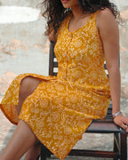 Pure Cotton Worli Art Midi Dress with Pockets - Orchid Bliss