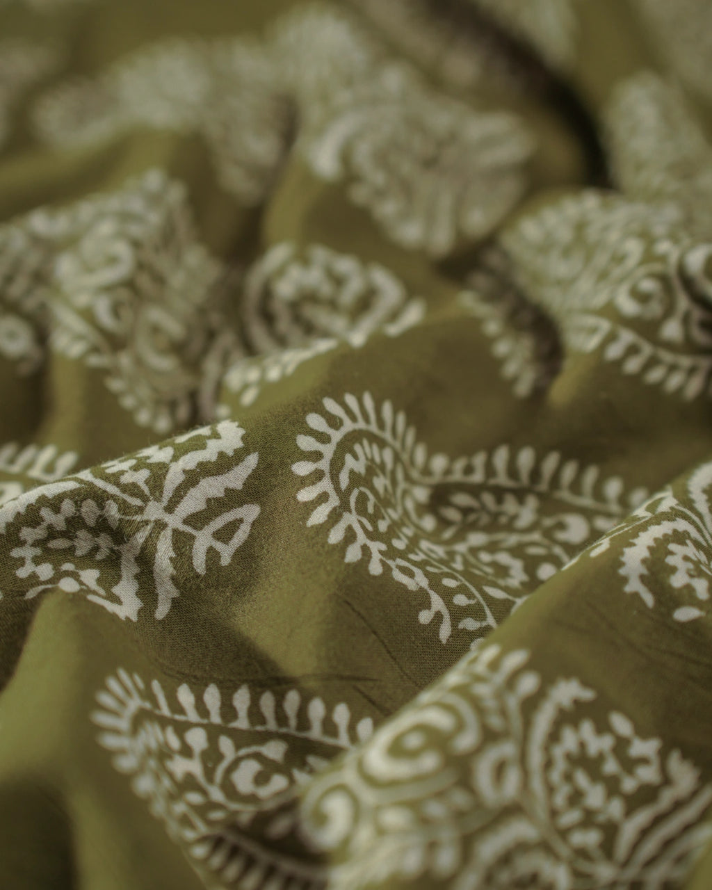 Pure Cotton Worli Art Midi Dress With Pockets - Vintage Olive