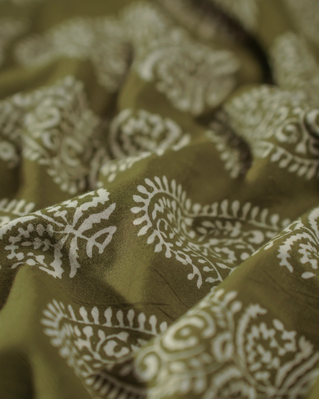 Pure Cotton Worli Art Midi Dress With Pockets - Vintage Olive