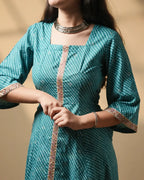 Pure Cotton Leheriya Kurti – Electric Azure