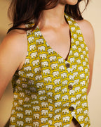 Pure cotton block print Indie Vest (Sleeveless) – Mustard Veil