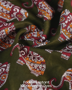 Jaipur Parade Hand Block Print Cotton Midi Dress ( Short Sleeves) - Sage Dust