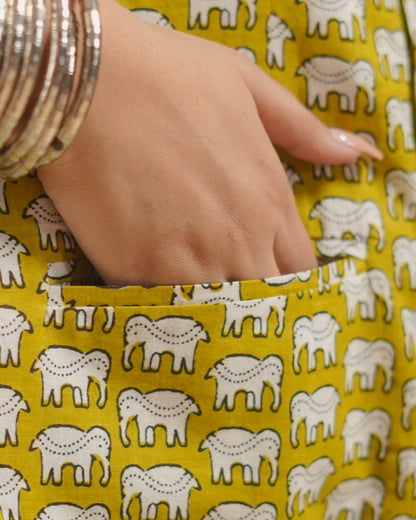 Pure Cotton Block Print - Rustic Mustard