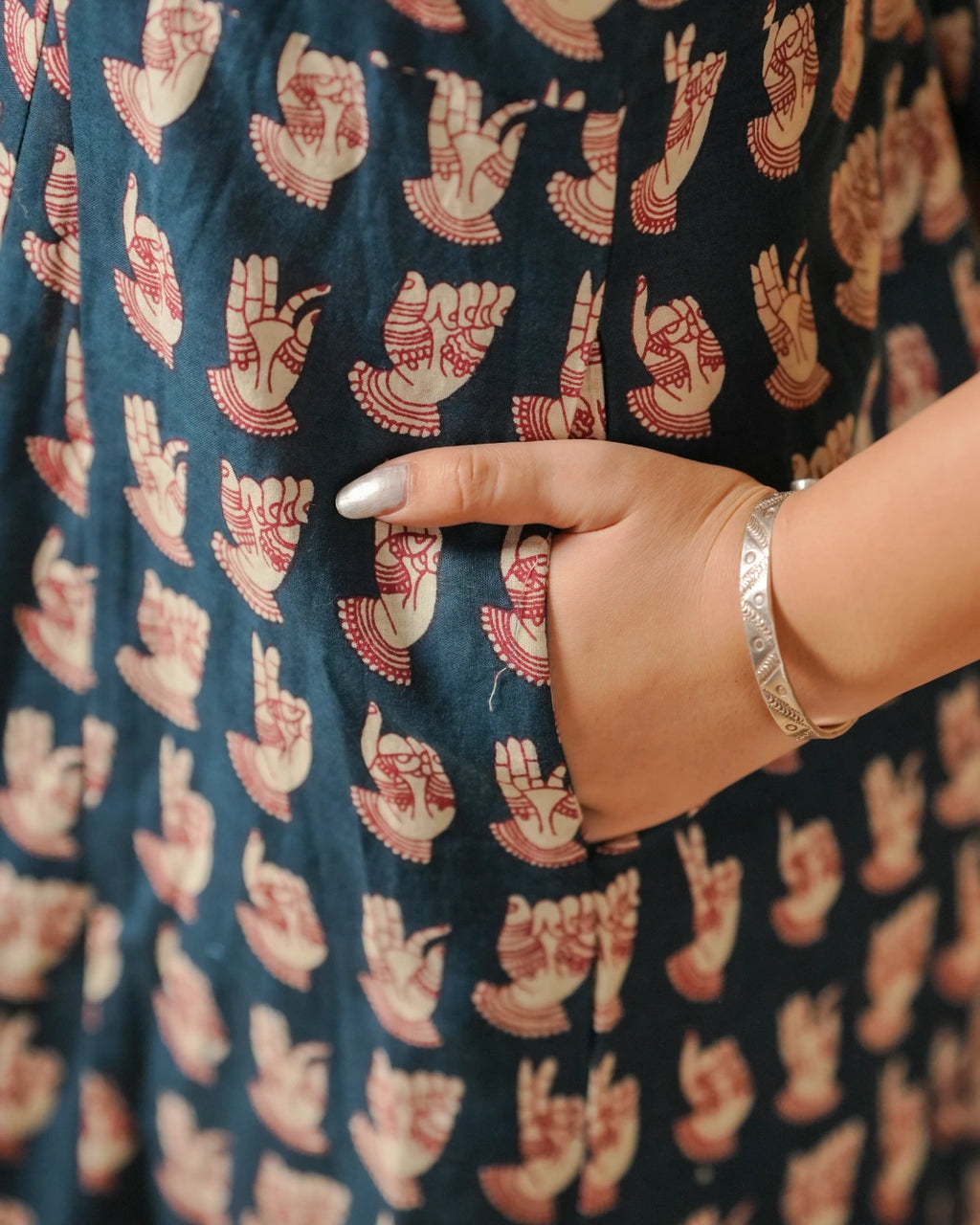 Pure Cotton Block Print Kurti – Midnight Echo