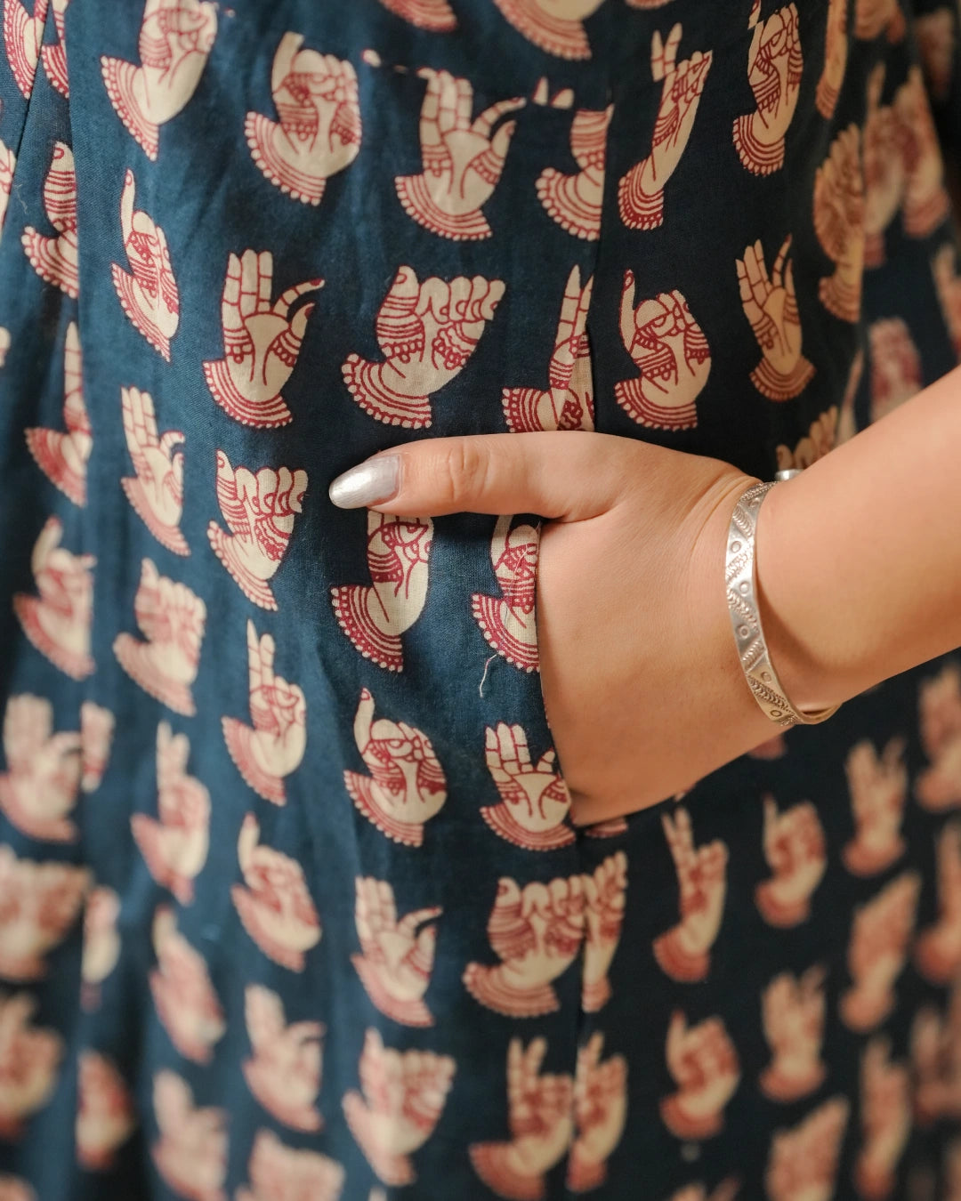 Pure Cotton Block Print Kurti – Midnight Echo