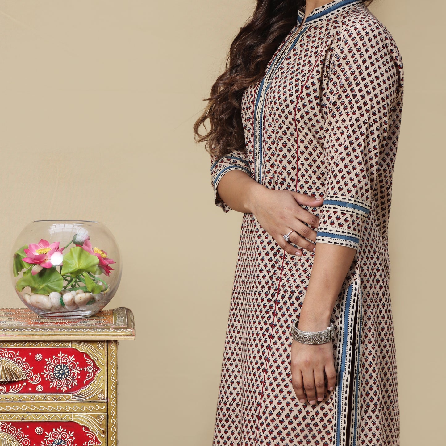 Tulip Ajrakh Hand Block Kurta