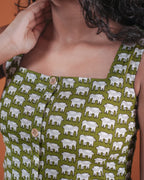 Green Safari Block Dress (Sleeveless) - Olivewood