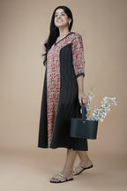 Black Kantha Dress with Worli Motifs