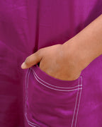 Classic V-Neck Cotton Midi Dress with Pockets - Rose Blush