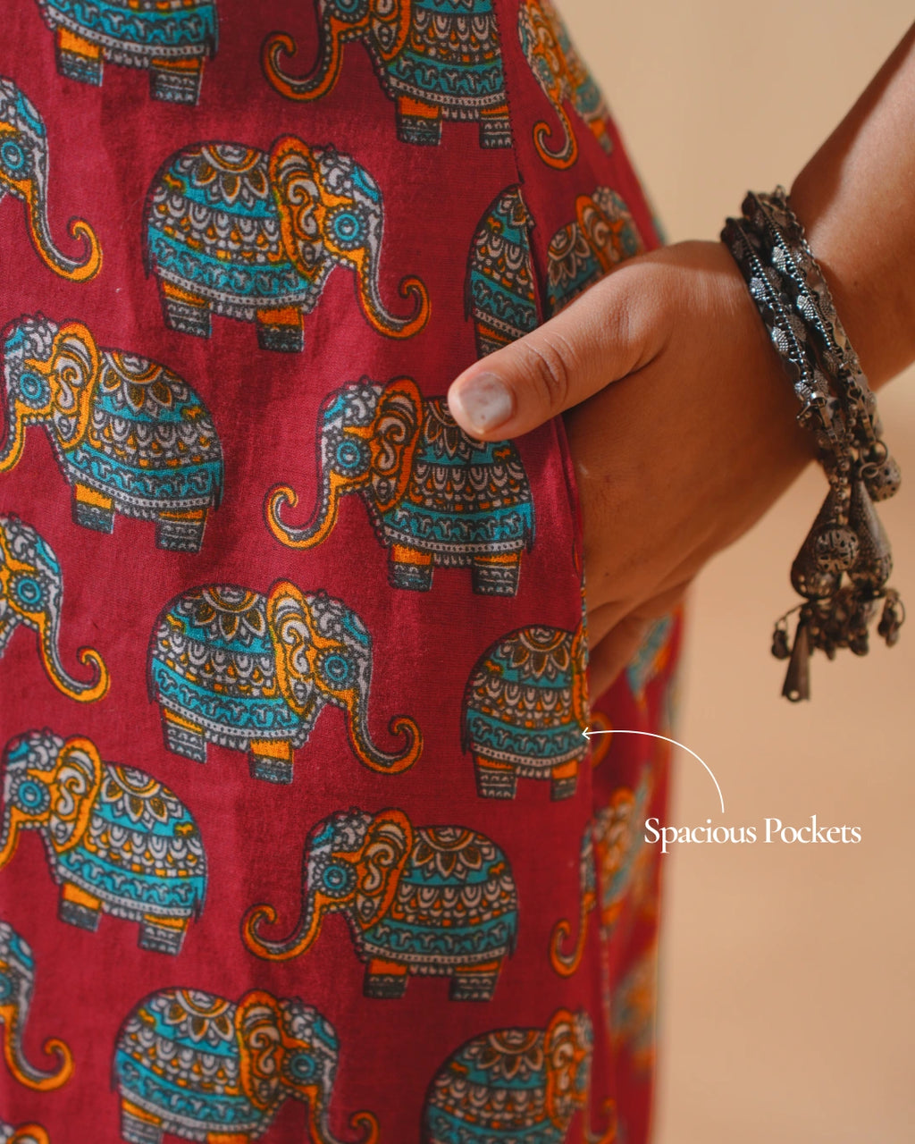 Jaipur Parade Hand Block Print Cotton Midi Dress (Sleeveless) - Burnt Coral