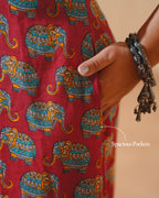 Jaipur Parade Hand Block Print Cotton Midi Dress (Sleeveless) - Burnt Coral