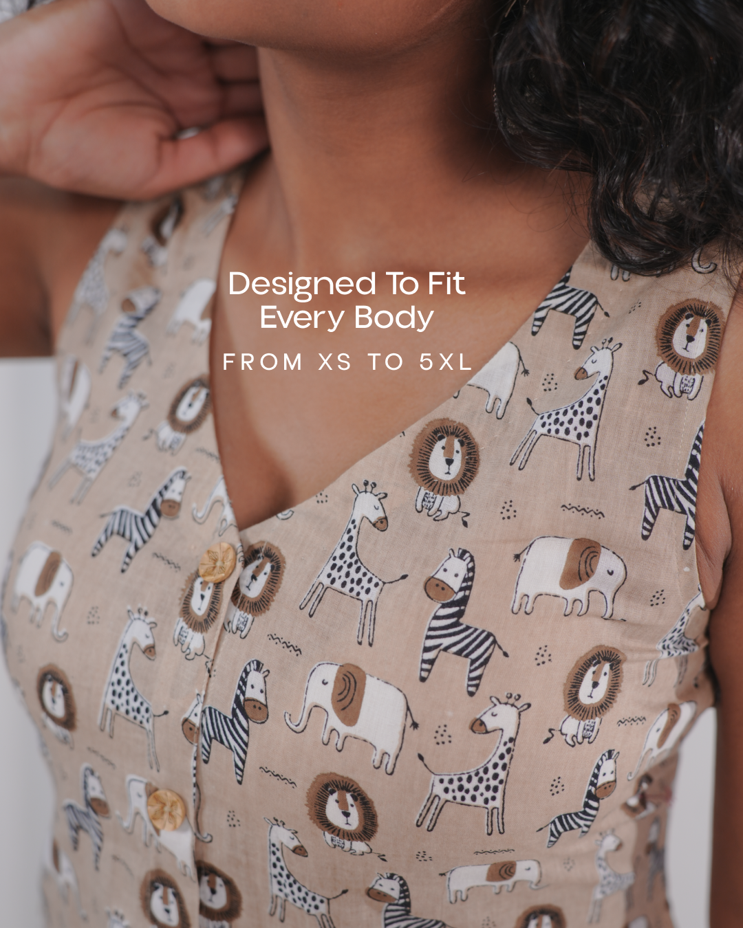 Wild Meadow Block Print Cotton Midi Dress (Sleeveless) - Sienna Dusk