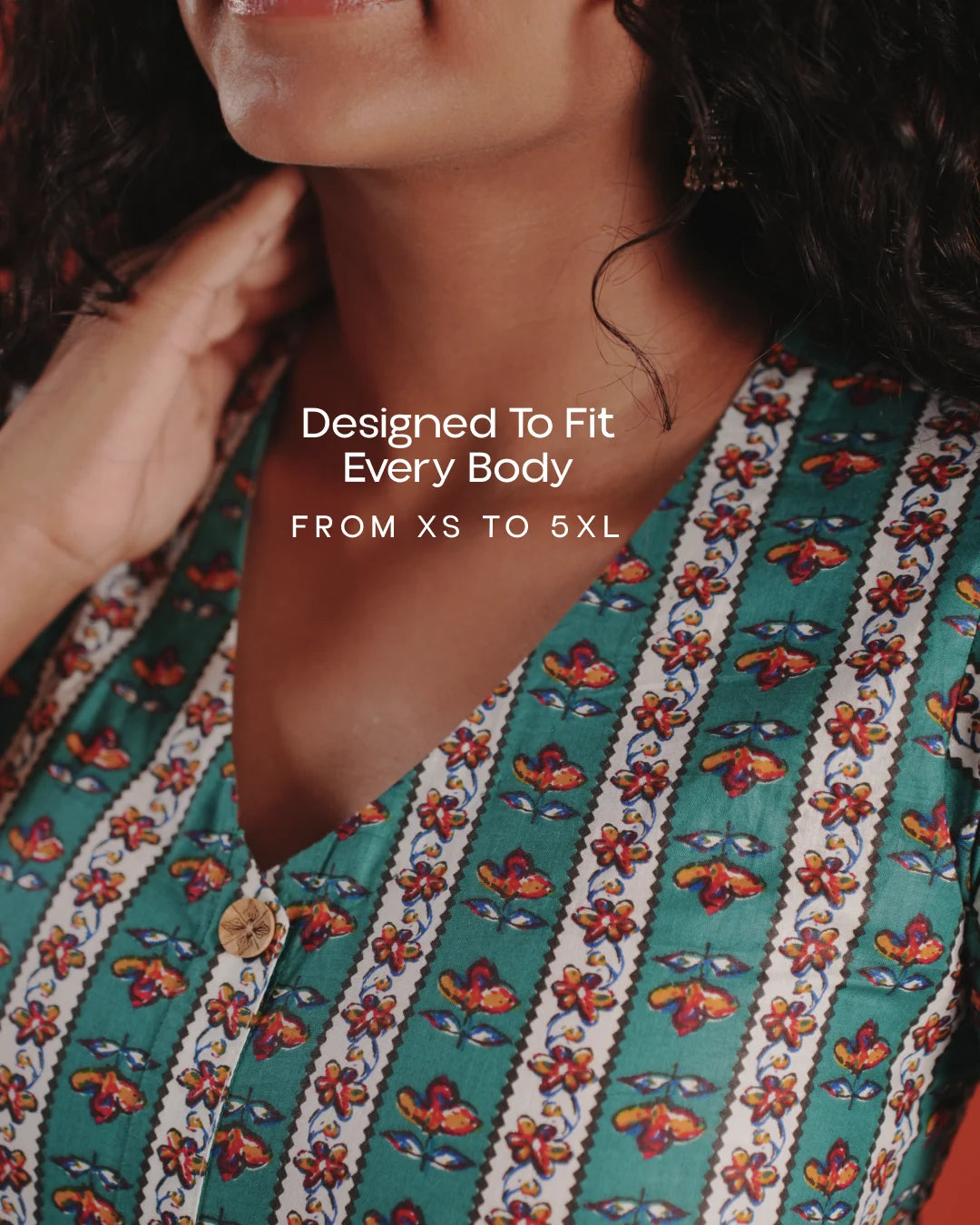 Marigold Trail Pure Cotton Block Print Midi Dress(Short sleeves) - Aqua Grove