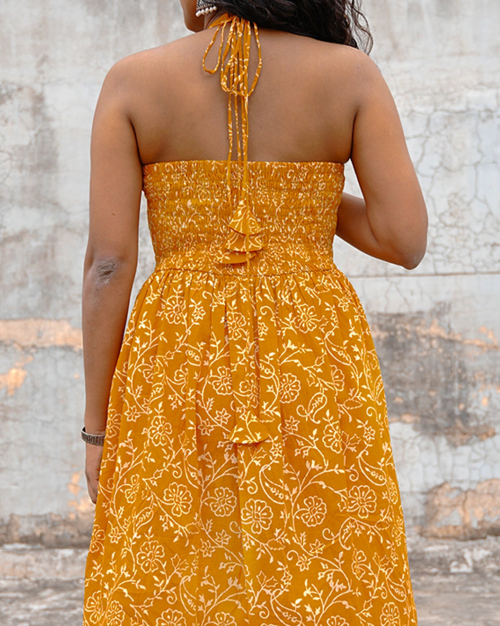 Pure Cotton Halter Flared Dress - Orchid Bliss