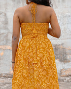 Pure Cotton Halter Flared Dress - Orchid Bliss