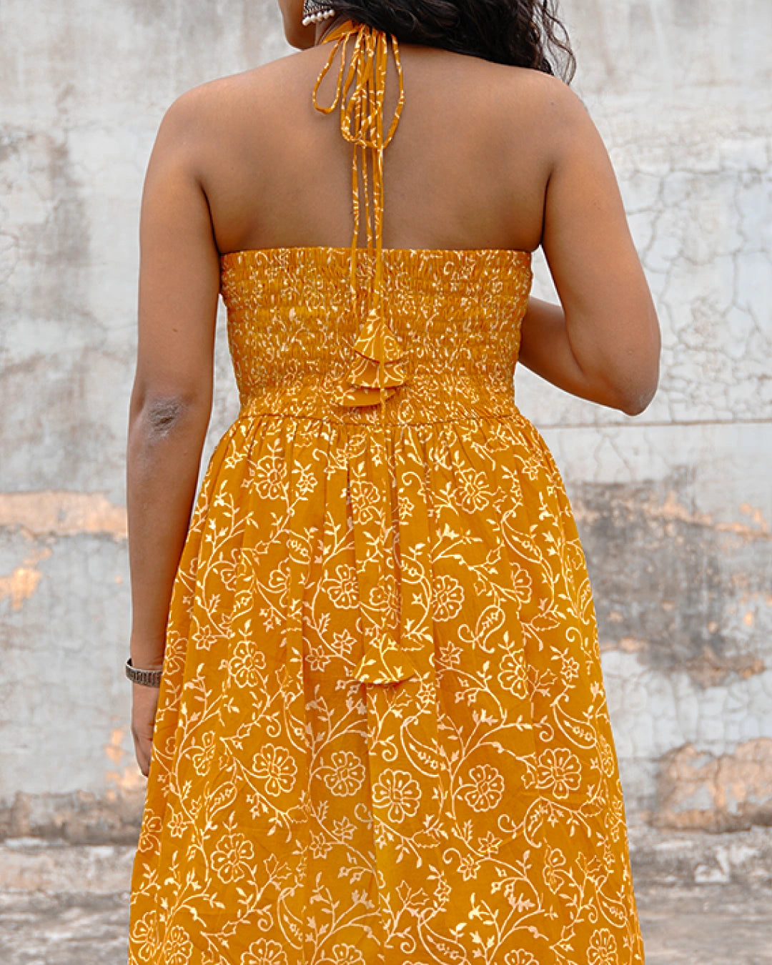 Pure Cotton Halter Flared Dress - Orchid Bliss