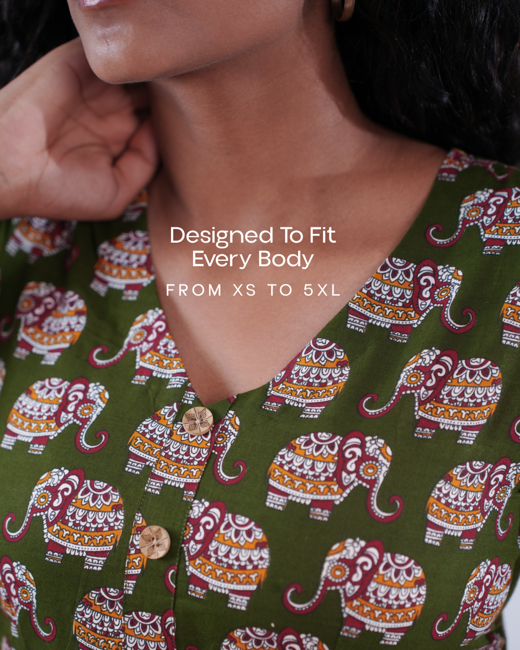 Jaipur Parade Hand Block Print Cotton Midi Dress ( Short Sleeves) - Sage Dust