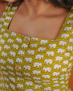 Green Safari Block Dress (Sleeveless) - Citrus Mist