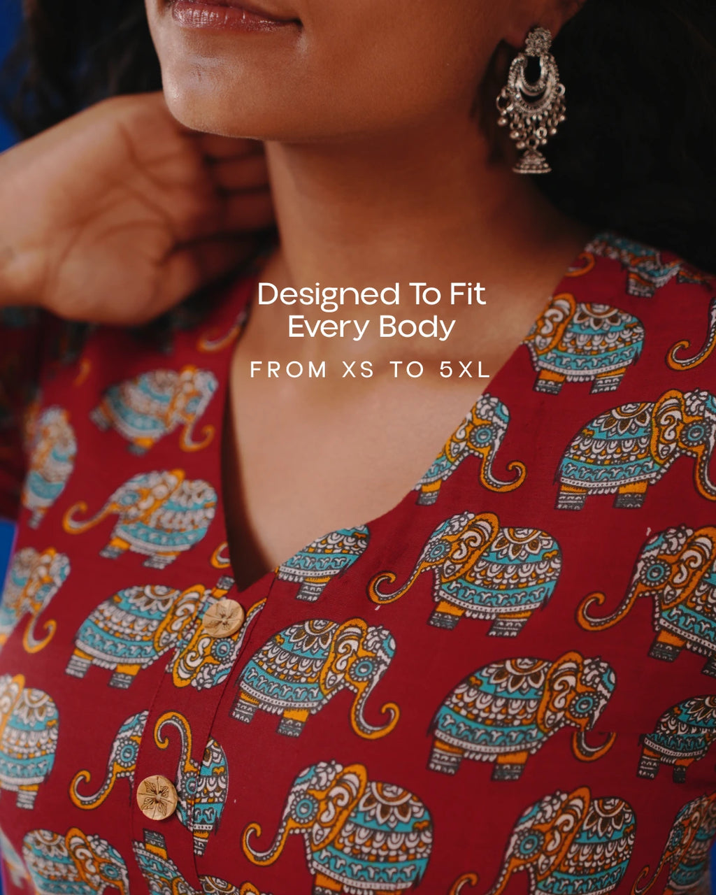 Jaipur Parade Hand Block Print Cotton Midi Dress(Short sleeves) - Burnt Coral