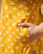 Pure Cotton Bandhani Kurti – Marigold Dots