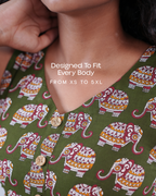 Jaipur Parade Hand Block Parint Cotton Midi Dress (Sleeveless) - Sage Dust