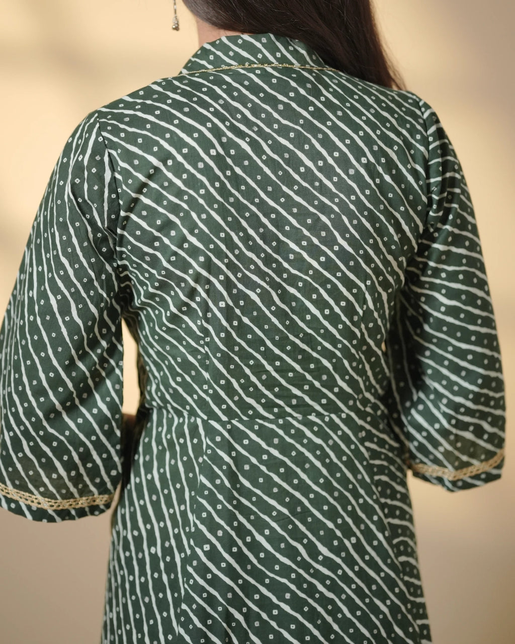 Pure Cotton Leheriya & Bandhani Kurti – Forest Melody