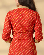 Pure Cotton Leheriya Kurti – Crimson Stripes