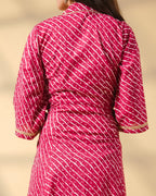 Pure Cotton Leheriya Kurti – Pink Serenade