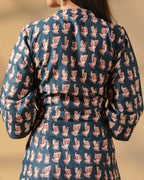 Pure Cotton Block Print Kurti – Midnight Echo