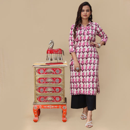 Rosè Paisley Dabu Hand Block Kurta