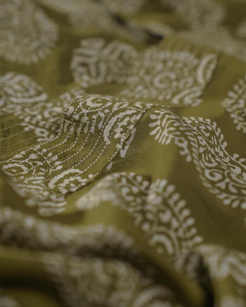 Pure Cotton Worli Art Midi Dress With Pockets - Vintage Olive