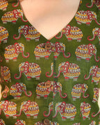 Pure Cotton Block print Indie Vest (Sleeveless) - Olive Haze