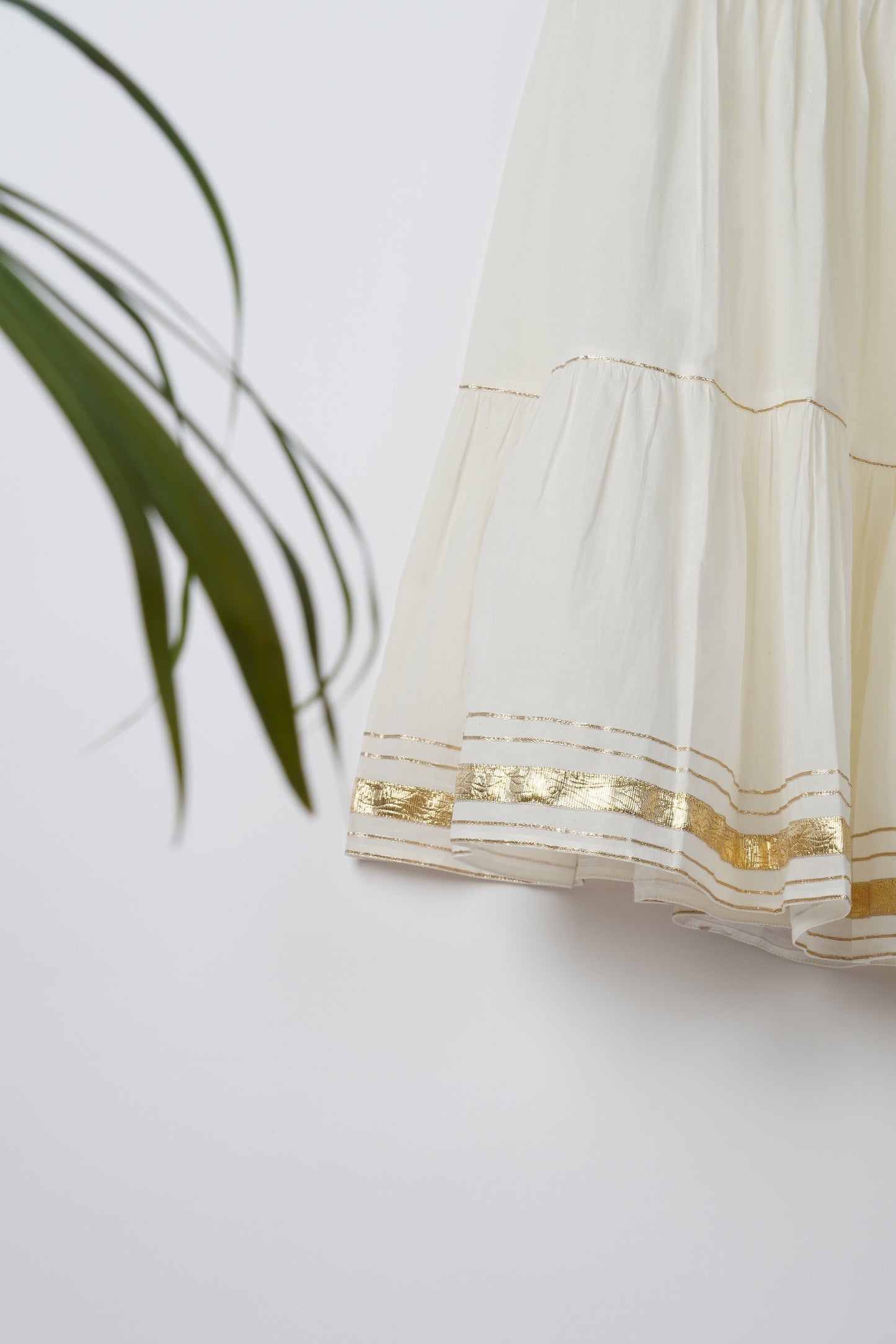 Off-White Flared tiered Palazzo with Gotta Lace