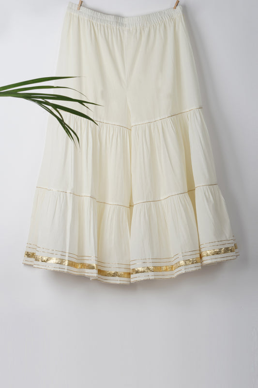 Off-White Flared tiered Palazzo with Gotta Lace