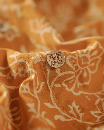Pure Cotton Worli Art Midi Dress with Sleeves(Short sleeves) - Orchid Bliss