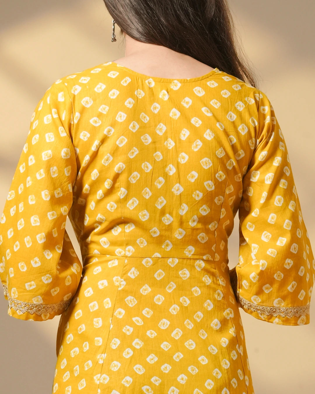 Pure Cotton Bandhani Kurti – Marigold Dots