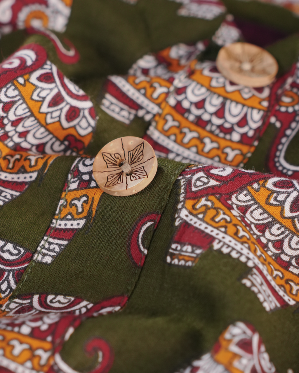 Jaipur Parade Hand Block Print Cotton Midi Dress ( Short Sleeves) - Sage Dust