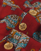 Jaipur Parade Hand Block Print Cotton Midi Dress(Short sleeves) - Burnt Coral